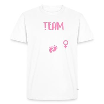 Équipe Fille - Célébration de la révélation du sexe Baby Shower - T-shirt Premium bio Homme - blanc - Devant - Nico (187cm)
