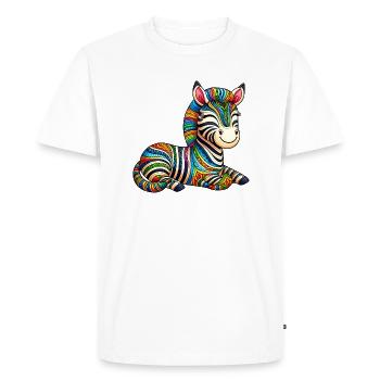 Zèbre coloré - T-shirt Premium bio Homme - blanc - Devant - Nico (187cm)