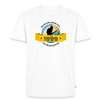 25. Anniversaire Rocking this planet since 07/1999 - T-shirt Premium bio Homme - blanc - Devant - Nico (187cm)