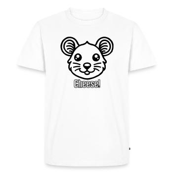 Cute looking Mouse - "Cheese" Design - Men's Premium Organic T-Shirt - white - Front - Nico (187cm)
