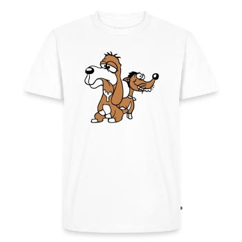2 dogs team stupid two friends crew unhappy - Men's Premium Organic T-Shirt - white - Front - Nico (187cm)