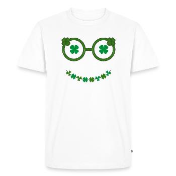 Un visage chanceux souriant - T-shirt Premium bio Homme - blanc - Devant - Nico (187cm)