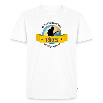 50ème Anniversaire Secouant cette planète depuis 06/1975 - T-shirt Premium bio Homme - blanc - Devant - Nico (187cm)