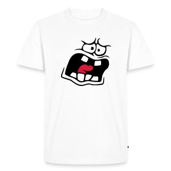 Visage de bande dessinée anxieux - T-shirt Premium bio Homme - blanc - Devant - Nico (187cm)