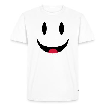 Visage souriant heureux avec la langue - T-shirt Premium bio Homme - blanc - Devant - Nico (187cm)