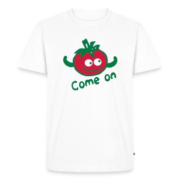 venir sur txt et tomate rouge - T-shirt Premium bio Homme - blanc - Devant - Nico (187cm)