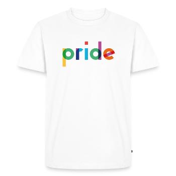 Pride - Rainbow Typography - Men's Premium Organic T-Shirt - white - Front - Nico (187cm)