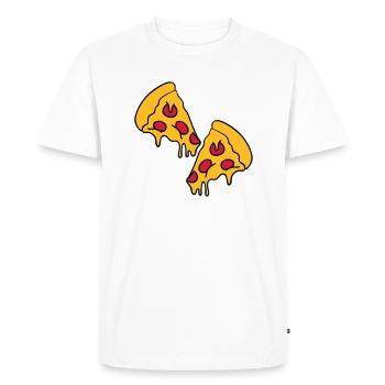 2 pizzas morceaux de fromage dégoulinant de salami - T-shirt Premium bio Homme - blanc - Devant - Nico (187cm)