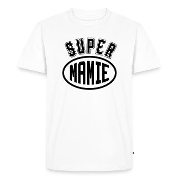 Mamie / Mamy / Grand Mere / Grand-Mère / Bébé - T-shirt Premium bio Homme - blanc - Devant - Nico (187cm)