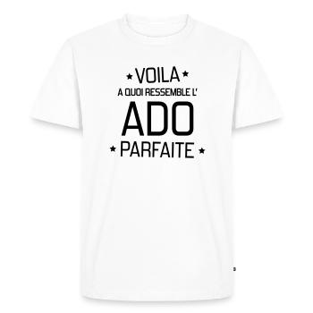 adolescent / enfant / ado / adolescente - T-shirt Premium bio Homme - blanc - Devant - Nico (187cm)