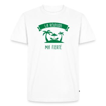 La Réunion Ma Fierté - T-shirt Premium bio Homme - blanc - Devant - Nico (187cm)