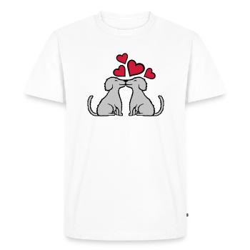 2 chiens amoureux qui s’embrassent - T-shirt Premium bio Homme - blanc - Devant - Nico (187cm)