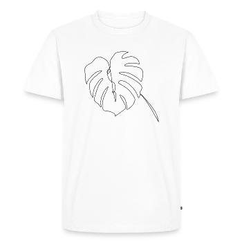 Monstera lineart - T-shirt Premium bio Homme - blanc - Devant - Nico (187cm)
