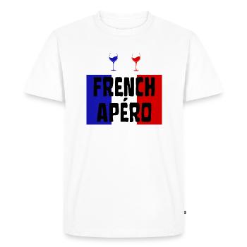 FRENCH APÉRO Vin Français bleu blanc et rouge - T-shirt Premium bio Homme - blanc - Devant - Nico (187cm)