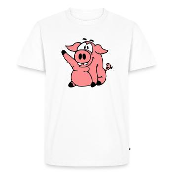 Mignon bande dessinée bande dessinée ondes de cochon amical - T-shirt Premium bio Homme - blanc - Devant - Nico (187cm)