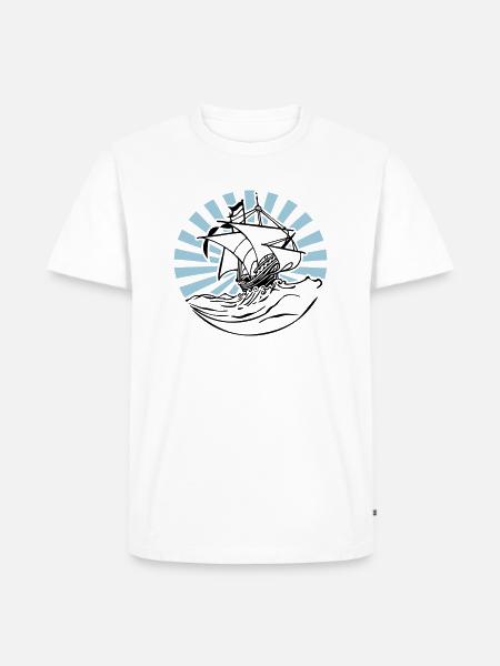 Schiff 2C Farbwechsel - Männer Premium Bio T-Shirt - Weiß