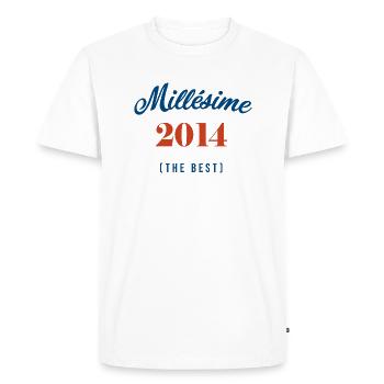 MILLESIME 2014, anniversaire 7 ans personnalisé - T-shirt Premium bio Homme - blanc - Devant - Nico (187cm)