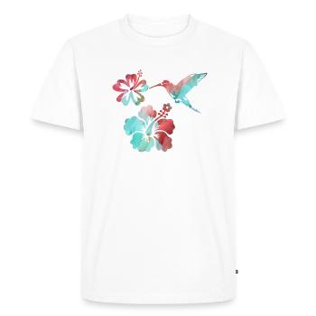 colibri, aquarelle, bleu, illustration, menthe, oiseau - T-shirt Premium bio Homme - blanc - Devant - Nico (187cm)