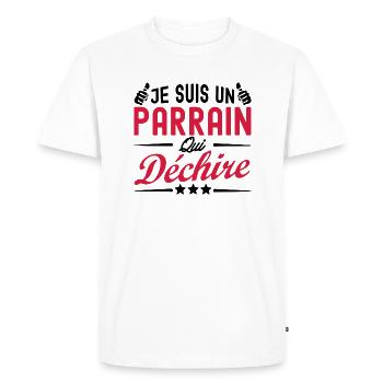 Je suis un parrain qui déchire / humour parrain - T-shirt Premium bio Homme - blanc - Devant - Nico (187cm)