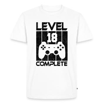 18 ans - 18e anniversaire chemise complète niveau 18 - T-shirt Premium bio Homme - blanc - Devant - Nico (187cm)