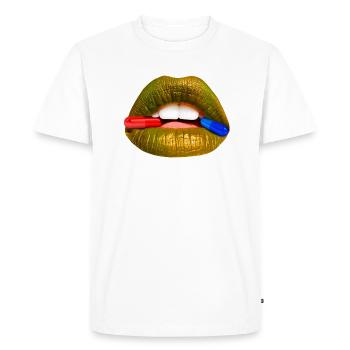 bouche Pilules Bleu et Rouge - T-shirt Premium bio Homme - blanc - Devant - Nico (187cm)