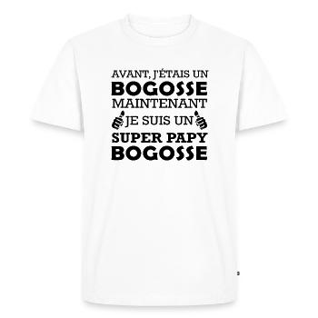 super papy bogosse / humour grand-père - T-shirt Premium bio Homme - blanc - Devant - Nico (187cm)