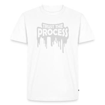 faire confiance au processus Devis - T-shirt Premium bio Homme - blanc - Devant - Nico (187cm)
