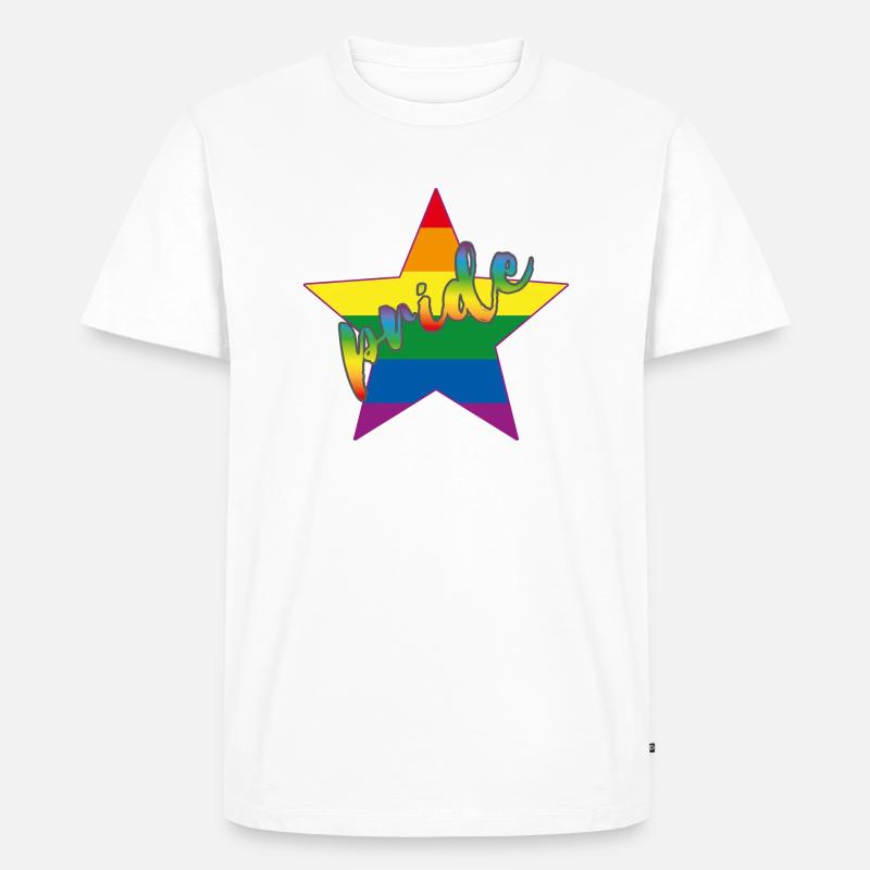 Rainbow Star Pride - Männer Premium Bio T-Shirt - Weiß