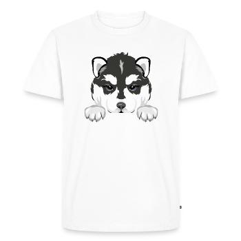 Chiot husky qui regarde - T-shirt Premium bio Homme - blanc - Devant - Nico (187cm)