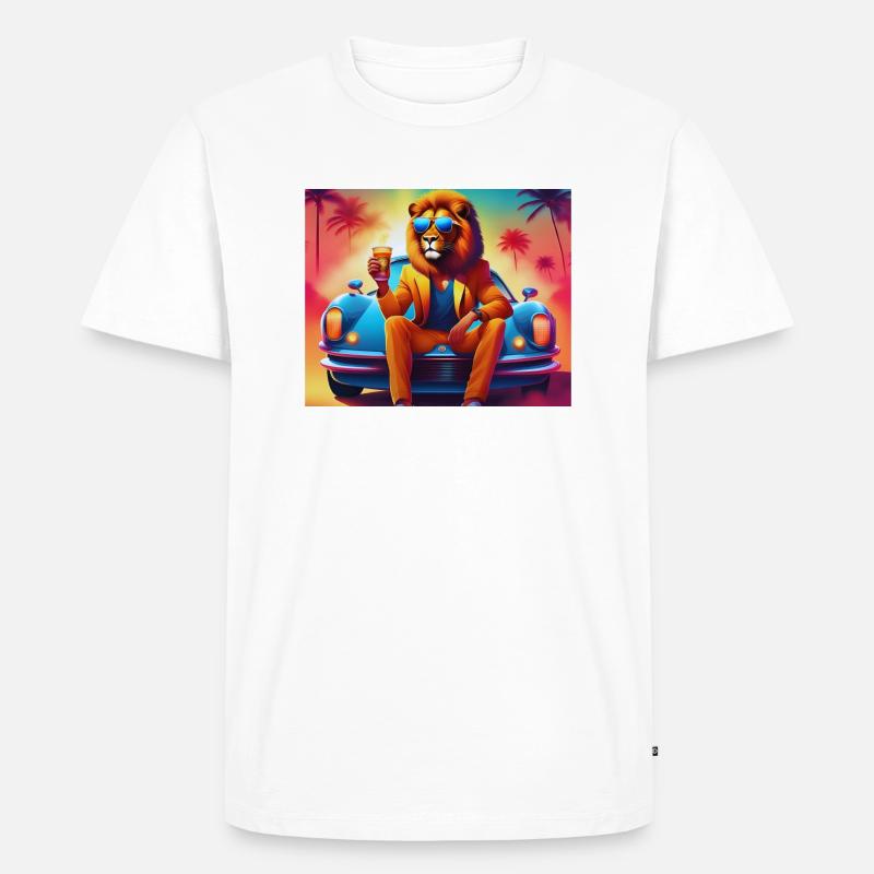 rich lion - Männer Premium Bio T-Shirt - Weiß