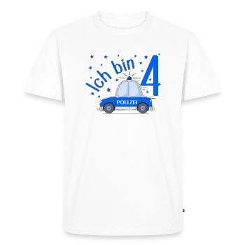 Voiture de Police J’ai 4 Anniversaire Bleu - T-shirt Premium bio Homme - blanc - Devant - Nico (187cm)