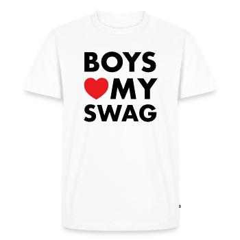 Les garçons adorent mon butin - T-shirt Premium bio Homme - blanc - Devant - Nico (187cm)