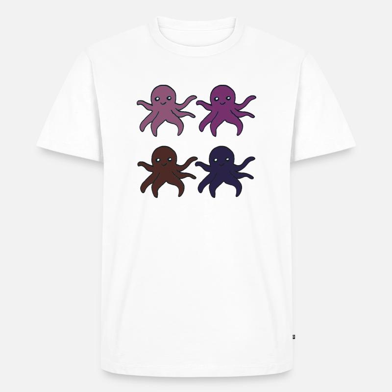 oktopus 4fach - Männer Premium Bio T-Shirt - Weiß