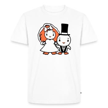 2 Birds Wedding Couple Ducks Wedding Man Woman Cute - Men's Premium Organic T-Shirt - white - Front - Nico (187cm)