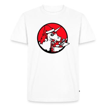 Licorne Noël Père Noël Cadeaux Chapeau - T-shirt Premium bio Homme - blanc - Devant - Nico (187cm)