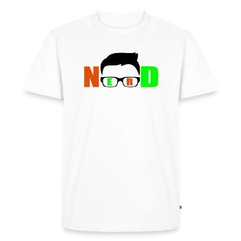 nerd funny logo - Men's Premium Organic T-Shirt - white - Front - Nico (187cm)