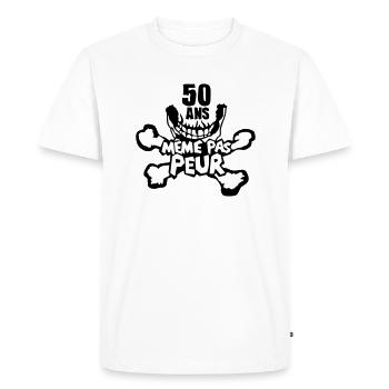 50 ans meme pas peur anniversaire - T-shirt Premium bio Homme - blanc - Devant - Nico (187cm)