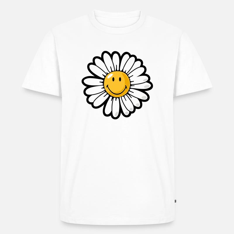 Smiley daisy - Männer Premium Bio T-Shirt - Weiß