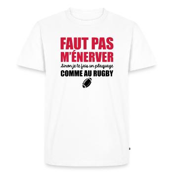 je te fais un plaquage comme au rugby - T-shirt Premium bio Homme - blanc - Devant - Nico (187cm)
