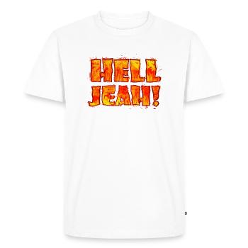 Hell Jeah! (lettering) - Men's Premium Organic T-Shirt - white - Front - Nico (187cm)
