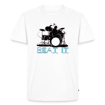 JUST BEAT IT Drummer / Drums / Drum / Beat - Men's Premium Organic T-Shirt - white - Front - Nico (187cm)