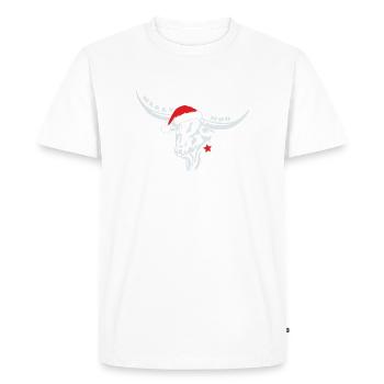 Bœuf Merry Moo Longhorn avec motif de Noël - T-shirt Premium bio Homme - blanc - Devant - Nico (187cm)