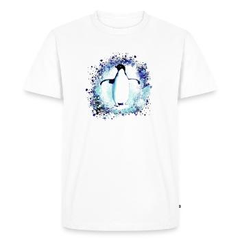 penguin,king penguin,graffiti,blue, snow - Men's Premium Organic T-Shirt - white - Front - Nico (187cm)