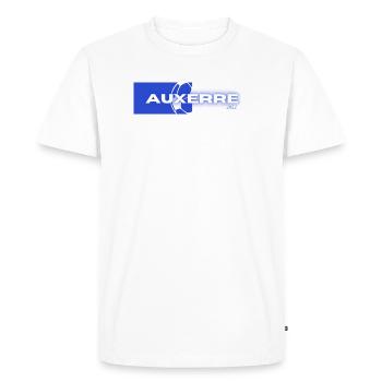 Auxerre foot 2022 Montée Ligue 1 - T-shirt Premium bio Homme - blanc - Devant - Nico (187cm)