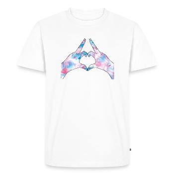 Doigt et coeur - T-shirt Premium bio Homme - blanc - Devant - Nico (187cm)
