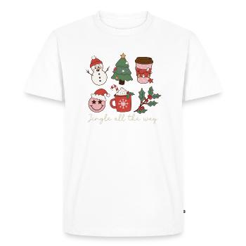 Jingle all t way Chanson de Noël rétro de Noël - T-shirt Premium bio Homme - blanc - Devant - Nico (187cm)