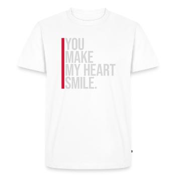 Faire sourire mon cœur - T-shirt Premium bio Homme - blanc - Devant - Nico (187cm)