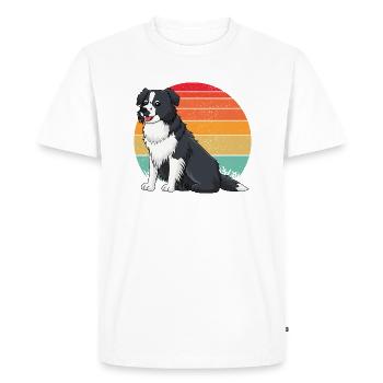 Border collie Retro 2 - T-shirt Premium bio Homme - blanc - Devant - Nico (187cm)