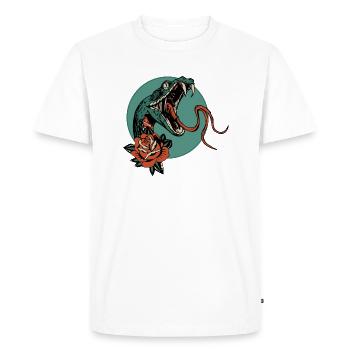 serpent rose fleur vipere cobra langue 403 A - T-shirt Premium bio Homme - blanc - Devant - Nico (187cm)