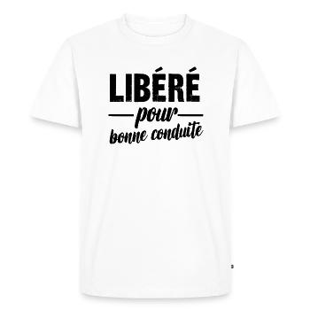 libéré pour bonne conduite - T-shirt Premium bio Homme - blanc - Devant - Nico (187cm)